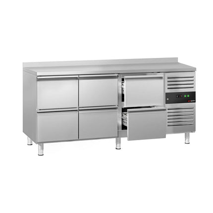 GGM Gastro Commercial Counter Fridge ECO - 1795x700mm - with 6 drawers (GN 1/1) - with upstand - capacity 417 litres