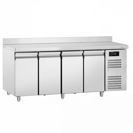 GGM Gastro Commercial Counter Fridge ECO – 2230 × 700 mm – 4 Doors – Upstand – Modern Digital Display