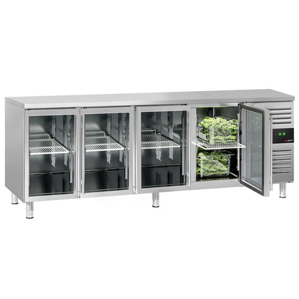 GGM Gastro Commercial Counter Fridge ECO - 2230x700mm - glass doors - capacity 553 litres