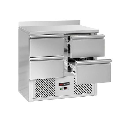 GGM Gastro Commercial Counter Fridge ECO - 900x700mm - with 4 drawers - with upstand - capacity 240 litres