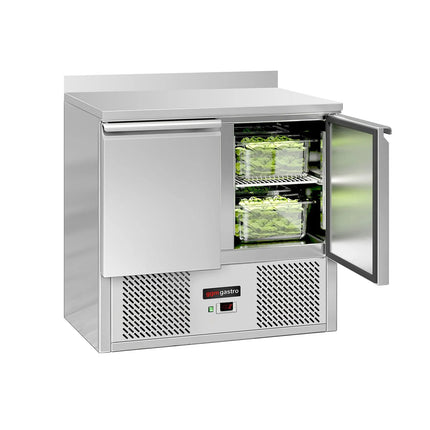 GGM Gastro Commercial Counter Fridge ECO - 900x700mm - with upstand - with 1 door / 2 drawers - capacity 240 litres