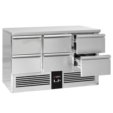 GGM Gastro Commercial Counter Fridge PREMIUM - 1365x700mm - with 6 drawers - capacity 368 litres