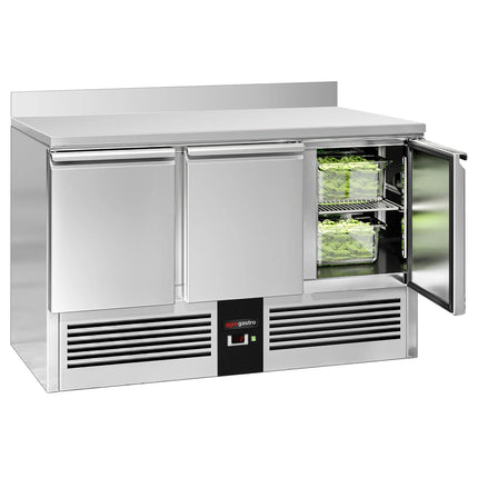 GGM Gastro Commercial Counter Fridge PREMIUM - 1368x700mm - with 3 doors - with upstand - capacity 368 litres