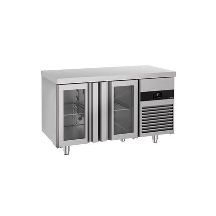 GGM Gastro Commercial Counter Fridge PREMIUM - 1400x700mm - glass doors - capacity 281 litres