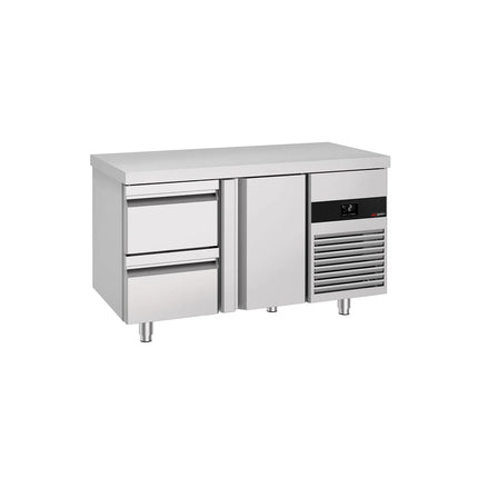 GGM Gastro Commercial Counter Fridge PREMIUM - 1400x700mm - with 1 door - 2 drawers - capacity 281 litres