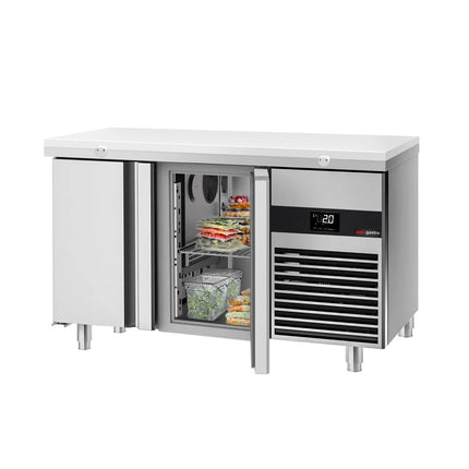 GGM Gastro Commercial Counter Fridge PREMIUM - 1400x700mm - with 2 doors - incl. cutting board white