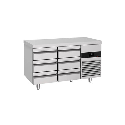 GGM Gastro Commercial Counter Fridge PREMIUM - 1400x700mm - with 6 drawers - capacity 281 litres