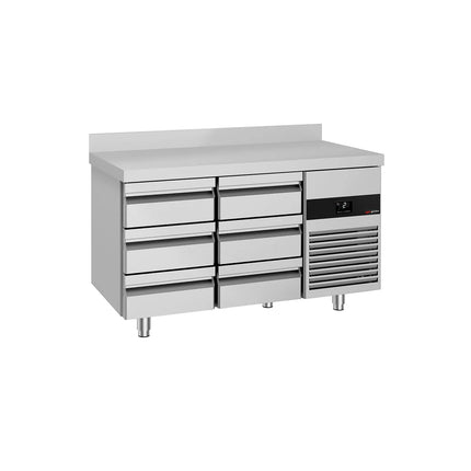 GGM Gastro Commercial Counter Fridge PREMIUM - 1400x700mm - with 6 drawers - with upstand - capacity 281 litres