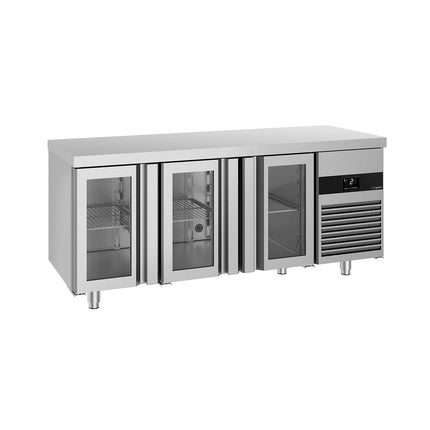 GGM Gastro Commercial Counter Fridge PREMIUM - 1865x700mm - glass doors - with 3 doors - capacity 474 litres