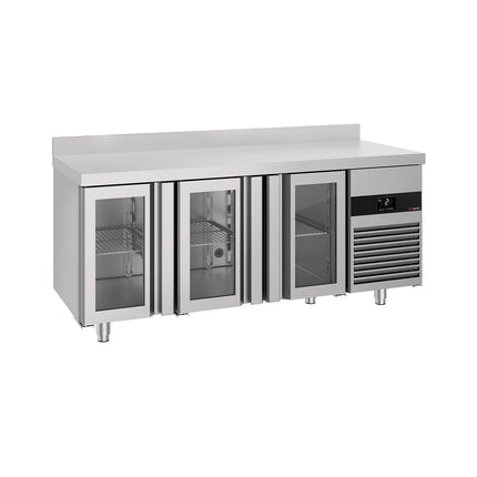 GGM Gastro Commercial Counter Fridge PREMIUM - 1865x700mm - with 3 glass doors - with upstand