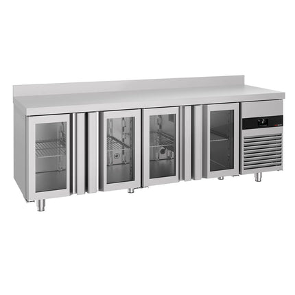 GGM Gastro Commercial Counter Fridge PREMIUM - 2330x700mm - glass doors - with upstand