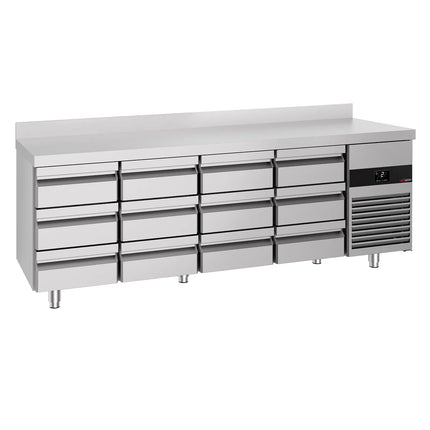 GGM Gastro Commercial Counter Fridge PREMIUM - 2330x700mm - with 12 drawers - with upstand - capacity 632 litres