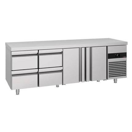GGM Gastro Commercial Counter Fridge PREMIUM - 2330x700mm - with 2 doors - 4 drawers - capacity 632 litres