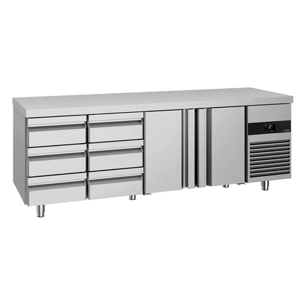 GGM Gastro Commercial Counter Fridge PREMIUM - 2330x700mm - with 2 doors - 6 drawers - capacity 632 litres