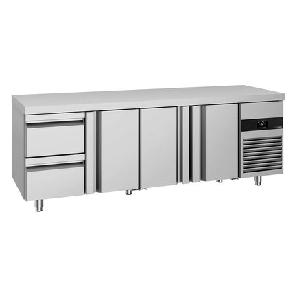 GGM Gastro Commercial Counter Fridge PREMIUM - 2330x700mm - with 3 doors - 2 drawers - capacity 632 litres