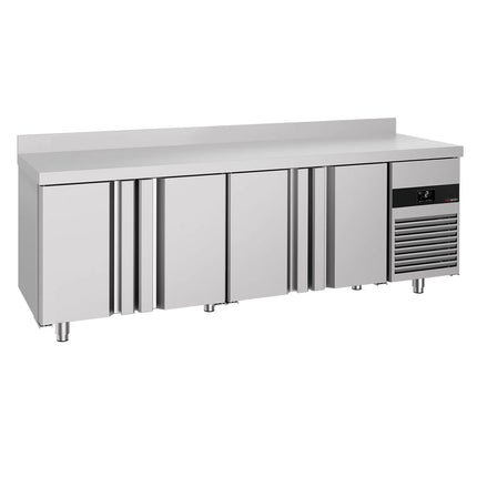 GGM Gastro Commercial Counter Fridge PREMIUM - 2330x700mm - with 4 doors - with upstand - capacity 632 litres