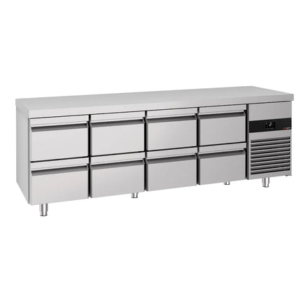 GGM Gastro Commercial Counter Fridge PREMIUM - 2330x700mm - with 8 drawers - capacity 632 litres