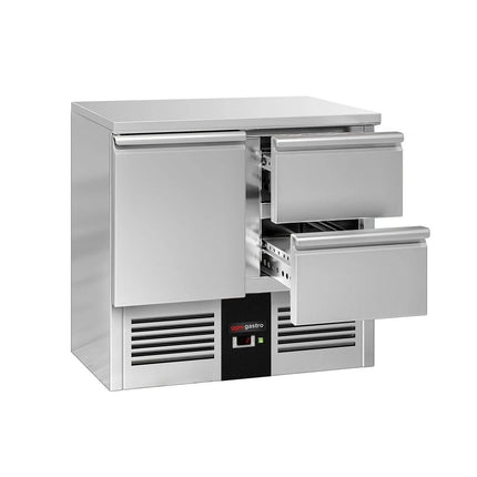 GGM Gastro Commercial Counter Fridge PREMIUM - 900x700mm - with 1 door - 2 drawers - capacity 220 litres