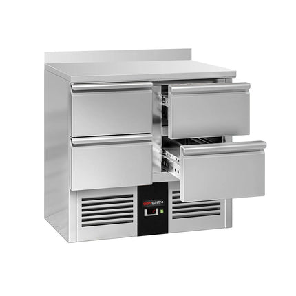 GGM Gastro Commercial Counter Fridge PREMIUM - 900x700mm - with 4 drawers - with upstand - capacity 240 litres