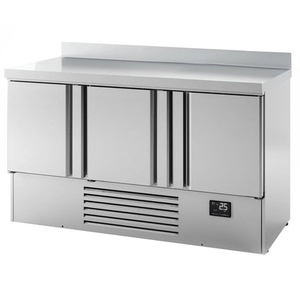 GGM Gastro Commercial Counter Fridge PREMIUM PLUS - 1460x700mm - with 3 doors - with upstand - capacity 335 litres