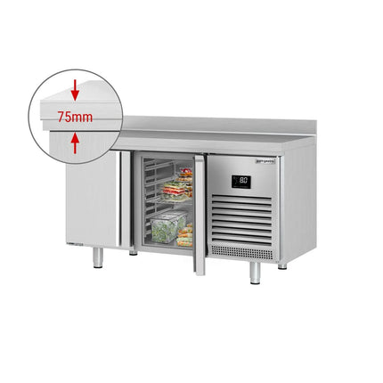 GGM Gastro Commercial Counter Fridge PREMIUM PLUS - 1468x600mm - with 2 doors - with upstand - capacity 250 litres