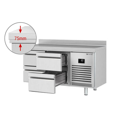 GGM Gastro Commercial Counter Fridge PREMIUM PLUS - 1468x700mm - with 4 drawers - with upstand