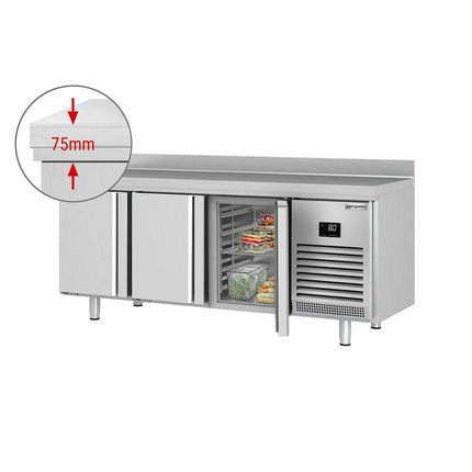 GGM Gastro Commercial Counter Fridge PREMIUM PLUS - 1960x600mm - with 3 doors - with upstand - capacity 385 litres