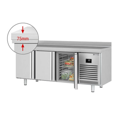 GGM Gastro Commercial Counter Fridge PREMIUM PLUS - 1960x700mm - with 3 doors - with upstand - capacity 465 litres