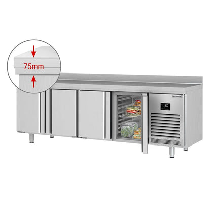 GGM Gastro Commercial Counter Fridge PREMIUM PLUS - 2452x600mm - with 4 doors - with upstand - capacity 510 litres