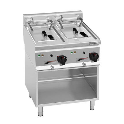 GGM Gastro Commercial Countertop Electric Twin Tank Fryer - 10+10 litres - 18kW - with drain tap - incl. base frame