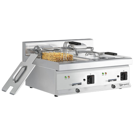 GGM Gastro Commercial Countertop Electric Twin Tank Fryer - 10+10 litres - 18kW