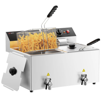 GGM Gastro Commercial Countertop Electric Twin Tank Fryer - 12+12 litres - 6.5kW - Manual