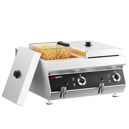 GGM Gastro Commercial Countertop Electric Twin Tank Fryer - 13+13 litres - 9kW - with drain tap