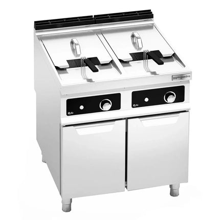 GGM Gastro Commercial Countertop Electric Twin Tank Fryer - 22+22 litres - 44kW - Electronic control - with drain tap