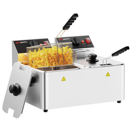 GGM Gastro Commercial Countertop Electric Twin Tank Fryer - 4+4 litres - 5kW