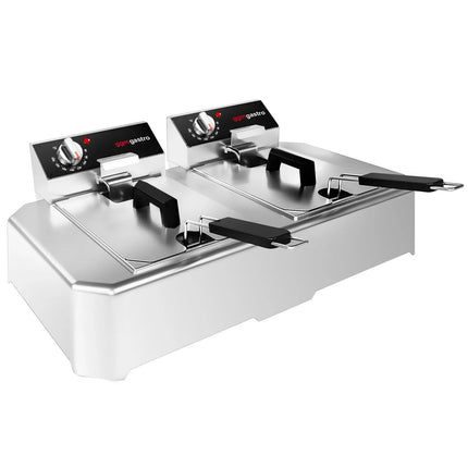 GGM Gastro Commercial Countertop Electric Twin Tank Fryer - 5+5 litres - 7.5kW - Manual