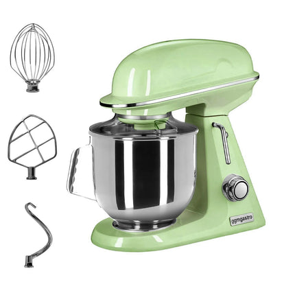 GGM Gastro Commercial Countertop Planetary Mixer - 7L - 350W - incl. 3 attachments - Mint Green