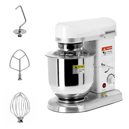GGM Gastro Commercial Countertop Planetary Mixer - 7L - 500W - incl. 3 attachments