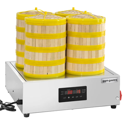 GGM Gastro Commercial Dim Sum & Dumpling Steamer - 2.5kW - Digital - incl. 16 Bamboo Baskets & 4 Lids