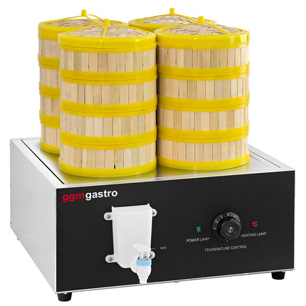 GGM Gastro Commercial Dim Sum & Dumpling Steamer - 2.5kW - Manual - incl. 16 Bamboo Baskets & 4 Lids