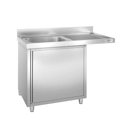 GGM Gastro Commercial Dishwasher Sink with Cupboard PREMIUM - 1200x600mm - 1 Bowl, Left-Hand Bowl