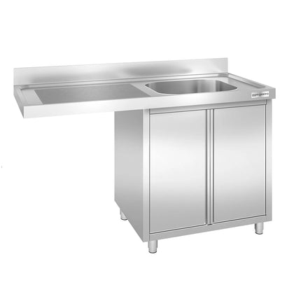 GGM Gastro Commercial Dishwasher Sink with Cupboard PREMIUM - 1400x600mm - 1 Bowl, Right-Hand Bowl