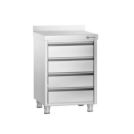 GGM Gastro Commercial Drawer Cabinet PREMIUM - Stainless Steel - with 4 Drawers & 100mm Upstand - 500x600mm