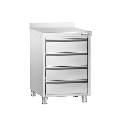 GGM Gastro Commercial Drawer Cabinet PREMIUM - Stainless Steel - with 4 Drawers & 100mm Upstand - 500x700mm