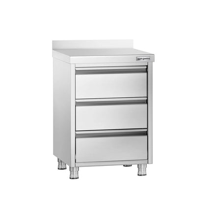 GGM Gastro Commercial Drawer Cabinet PREMIUM - with 3 Drawers & 100mm Upstand - 500x600mm