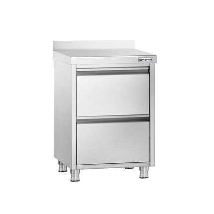 GGM Gastro Commercial Drawer Workstation PREMIUM - Stainless Steel - with 2 Drawers & 100mm Upstand - 500x600mm