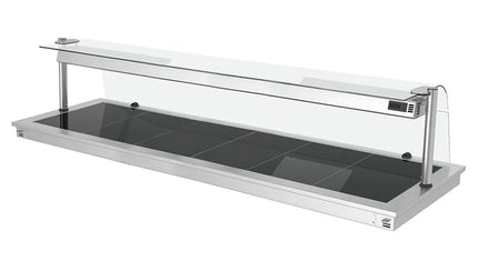 GGM Gastro Commercial Drop-in Hot Plate - 2100mm - 6x GN 1/1 - 2.7 kW - with Toughened Glass Sneeze Screen