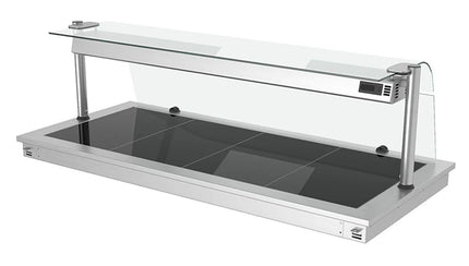 GGM Gastro Commercial Drop-in Hot Plate Stainless Steel - 1500mm - 4x GN 1/1 - 1.8 kW - with Toughened Glass Sneeze Screen