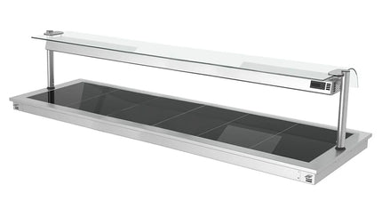 GGM Gastro Commercial Drop-in Hot Plate - Stainless Steel - 2100mm - 6x GN 1/1 - 2.7 kW - with Toughened Glass Sneeze Screen