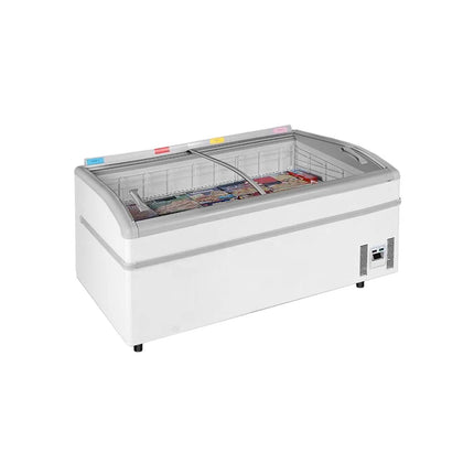 GGM Gastro Commercial Dual-Temperature Island Chiller/Freezer - 1520x920mm - 400 Litres - Curved Glass Sliding Lids
